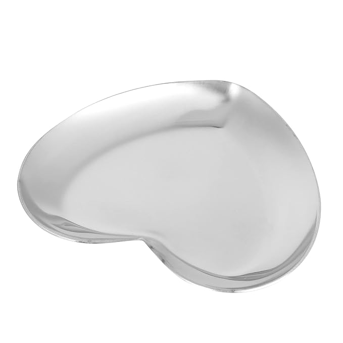 Nail Palette, Nail Palette Nail Palette Heart Shaped Art Palette Stainless Steel Palette Makeup DIY Paint Color Mixing Tray Nail Art Palette Resin(Silver)