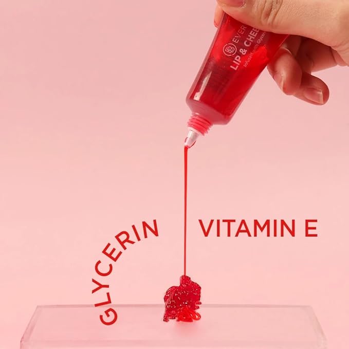 EB Lip and Cheek Stain 20ml | Multi-Use Gel Tint for Lips and Cheeks | Long-Lasting, Natural Finish | Very Red