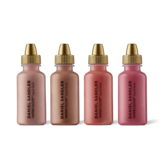 WATERCOLOUR LIQUID BLUSH & ILLUMINATOR SET – Customizable 4-Piece Kit, Lightweight & Water-Resistant, Buildable Shades for Cheeks & Lips– Long-Lasting, Blendable Makeup
