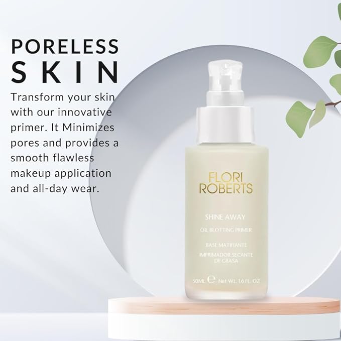 Shine Away Oil Blotting Primer by Flori Roberts, Long Lasting Oil and Shine Control, Flawless Complexion for Women of Color or Darker Skin Tones