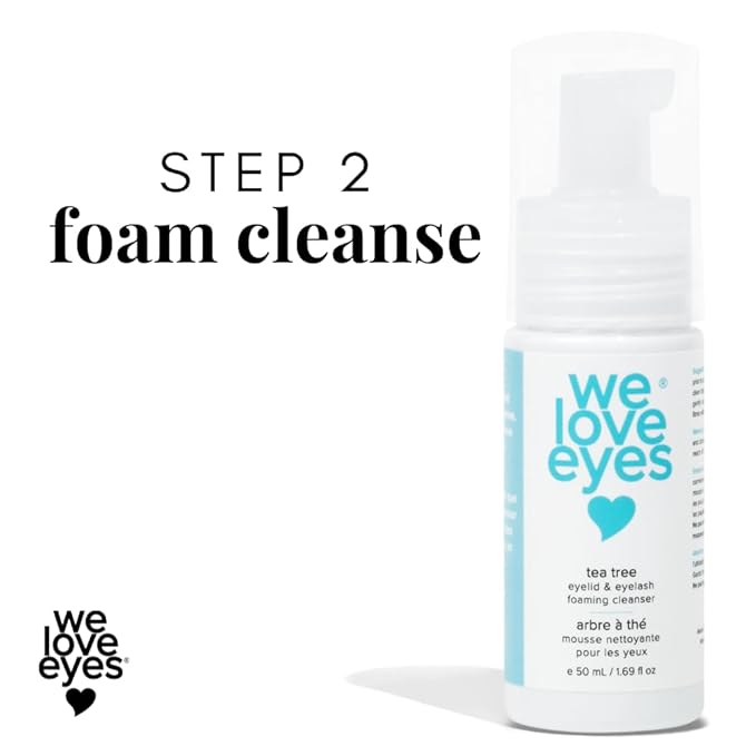 We Love Eyes - All Natural Tea Tree Eyelid Makeup Remover Set (Makeup Remover 30 ml & Foaming Cleanser 40 ml) remove foundation liquid moisturize wash eyelashes. Paraben & Sulfate Free - Made in USA