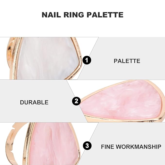 2pcs Shell Ring Palette Cream Makeup Palette Marble Nail Finger Ring Plate Nail Art Accessories Manicure Ring Nail Art Ring Makeup Palette for Foundation White Resin Mix Gel Miss