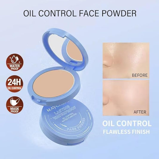 Oil Control Face Pressed Powder,Waterproof Long Lasting Finishing Face Powder, Matte Smooth Setting Powder Makeup,Cruelty-free,0.35Oz (dark, 1)