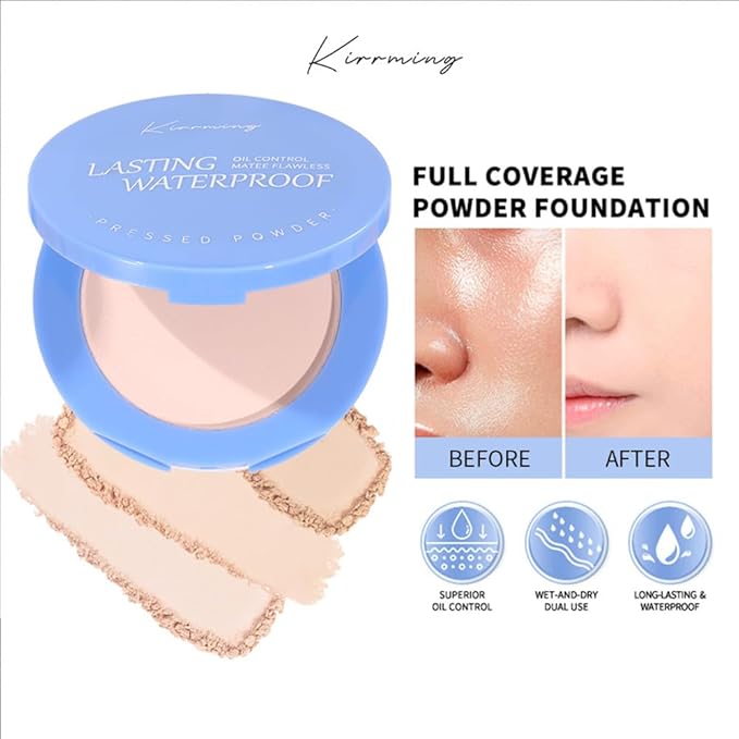 LAMUSELAND Pressed Powder Compact, Oil Control Brighten Skin 6 Colors Face Powder, Whitening Highlighting Face Makeup Tools for Women Girls (KI03)