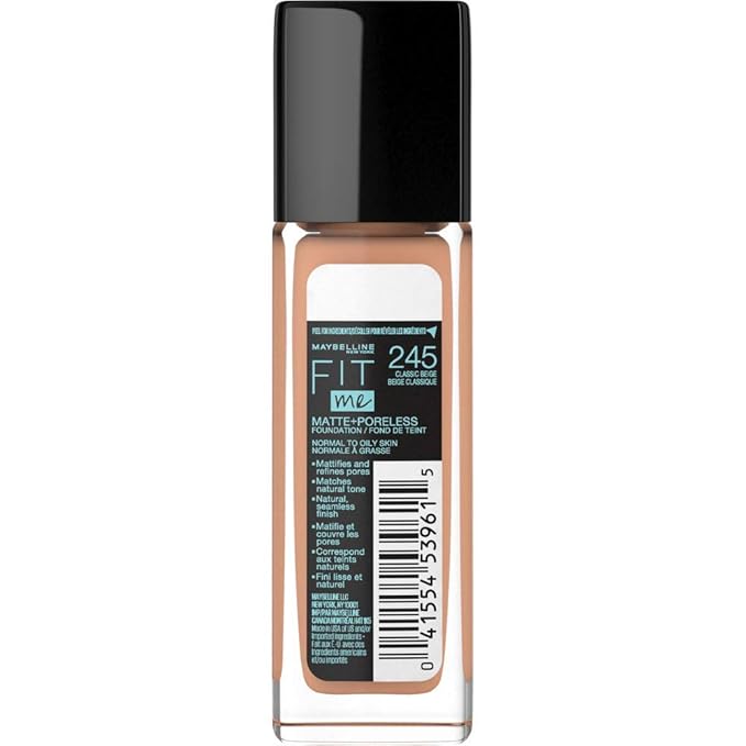 Maybelline Fit Me Matte + Poreless Liquid Foundation Makeup, Classic Beige, 1 fl; oz; Oil-Free Foundation (Pack of 2)