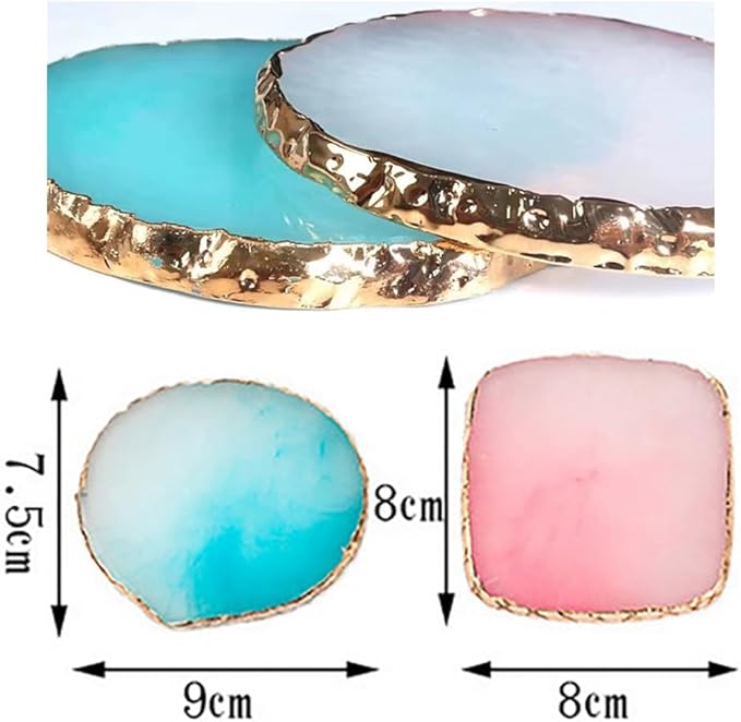 2Pcs Resin Nail Art Palette, Nail Art Painting Gel Palette, Gold Edge Color Display Board Photo Props for Nail Art, Cosmetic, Crafts, Lipstick, Jewelry, Makeup Tools