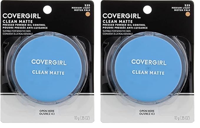 COVERGIRL Clean Matte Pressed Powder Medium Light, .35 Ounce (packaging may vary) (Pack of 2)
