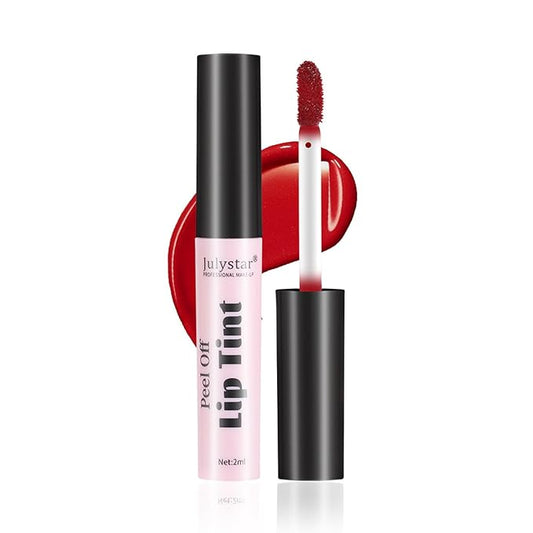 Peel Off Lip Stain, Long Lasting Waterproof and Transfer Proof Lip Tint, Matte Finish Peel Off Lip Stain, Non-stick Cup Peel Off Lipstick Lip Makeup for Women Girls (Color : Glamorous# 02)