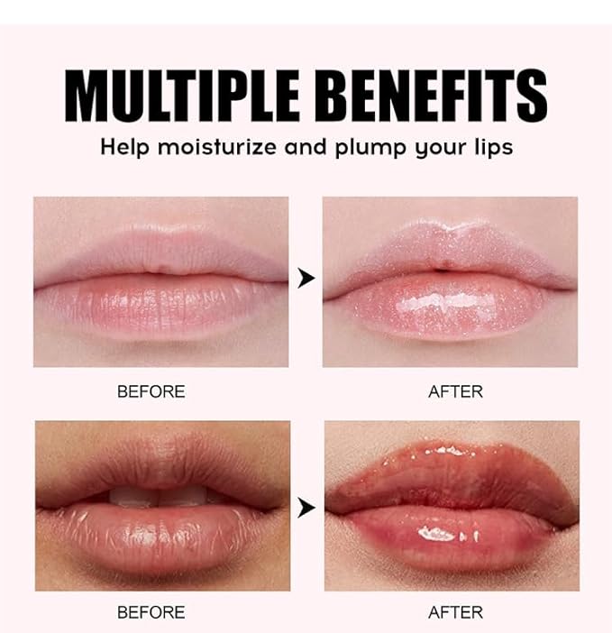 8 Colors Lip Plumping Gloss With Big Brush Head, Moisturizing Formula, Visibly Defines & Plumps Lips Repairing Lightening Lines Fresh Clear Smooth Care (# 04)