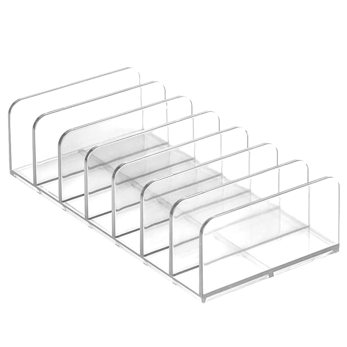 1 Piece 7-Section Acrylic Eyeshadow Organizer Cosmetic Makeup Palette Organizer Divided Makeup Organizer Eyeshadow Contour Blush Holder for Eyeshadow Palettes Blush Face Powder, Small, Clear