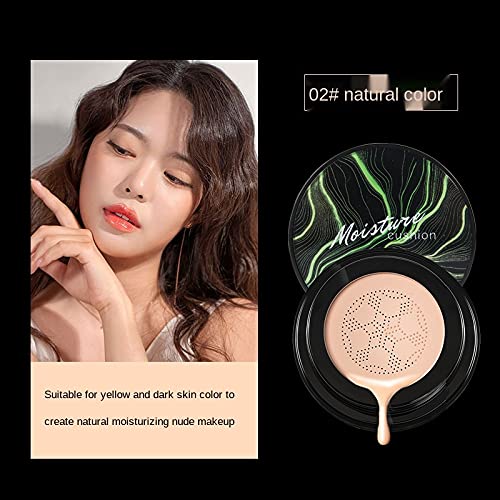 Air Cushion CC Cream Mushroom Head Foundation, Moisturizing Concealer Makeup Base, Full Coverage, Nude Long Lasting Waterproof Matte BB Cream (Natural)