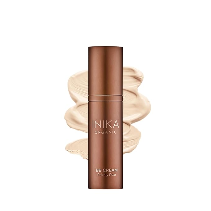 INIKA Organic BB Cream Foundation - Vegan Makeup with Hydrating Prickly Pear, Jojoba, and Pomegranate Seed Oil - Lightweight, Radiant BB Glow for Balanced Skin Tone, Cream, 1 fl oz