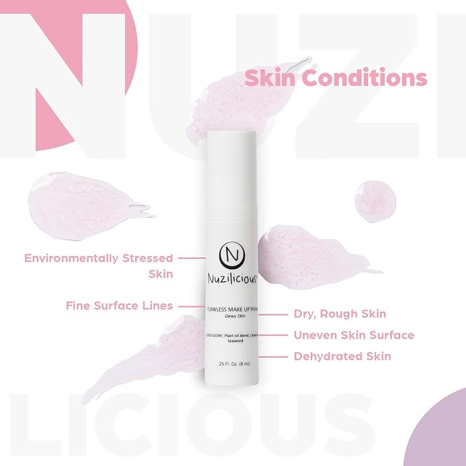 Professional Grade Flawless Makeup Primer – Achieve Dewy Skin & Effortlessly Blend Makeup with Luxurious Plant Oil Blend, Ceramide & Seaweed Extracts, Vegan & Cruelty-Free, 0.25 oz