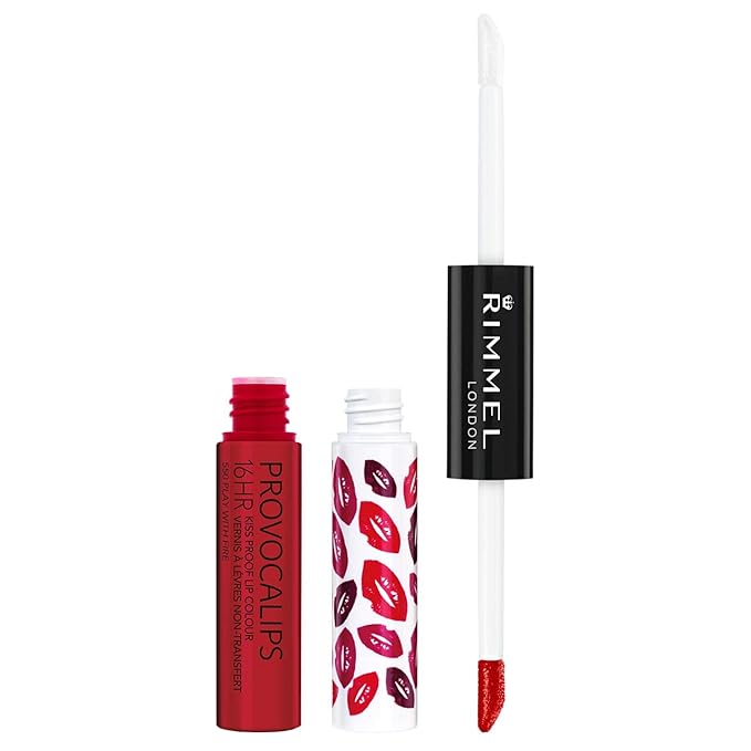 Rimmel London Provocalips 16hr Kiss-Proof Lip Color Bundle - 005 Just Teasing & 550 Play With Fire, 14 fl.oz. Each