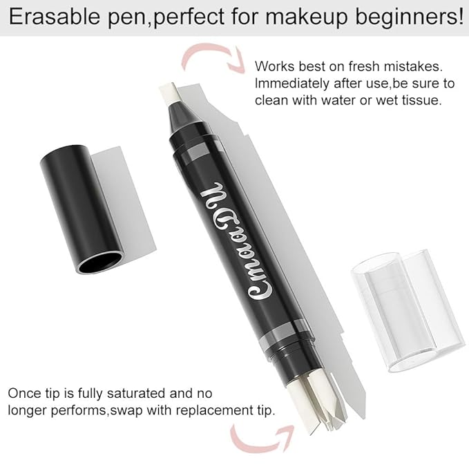 Makeup Remover Eraser Pen - Quick Fix Corrector for Eyes, Lips, Face, Eyeliner & Mascara with 3 Replacement Heads