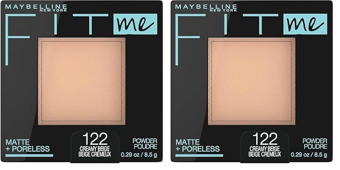 Maybelline Fit Me Matte + Poreless Pressed Face Powder Makeup & Setting Powder, Creamy Beige, 1 Count (Pack of 2)
