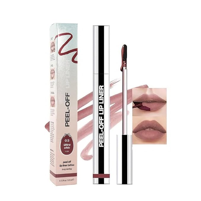 Matte Liquid Lip Gloss Stain - Peel Off Lip Liner Tattoo, Brownish Peel Off Lip Stain, Long Lasting & Waterproof, Transfer-Proof Lip Gloss for All Skin Types for Women 0.12 fl oz, 03# Brownish