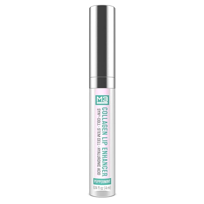 Collagen Lip Plumper Clinically Proven Lip Enhancer for Fuller Softer Lips Increased Elasticity Reduce Fine Lines Hydrating Plump Gloss Lipstick Primer 4 ml (Teal) by M3 Naturals