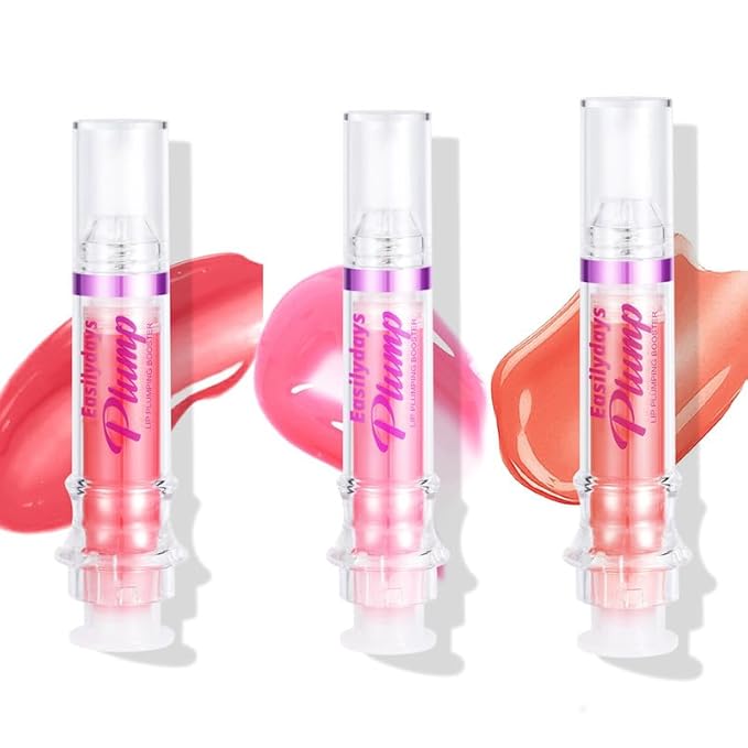 3 Colors Plump Gloss, Spicy Lip Plumping Booster Lip Glossy Lipstick, Hydrating, Volumizes, High-Shine, Fuller Mirror Lip Glaze, Plump &Pout Lip Plumper for Women Girls, Set #04,05,06