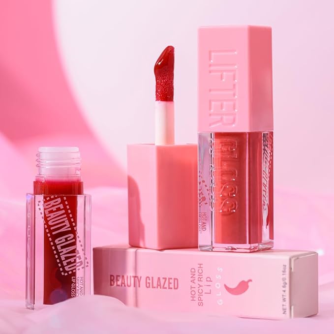 Beauty Glazed Hot & Spicy Rich Lip Gloss & Plumping Lip Oil with Chili Extract – Ultra‐Hydrating, Long‐Lasting Gloss & Sensual Plump Formula for Bold, Moisturized Lips (104# GHILI, 1)