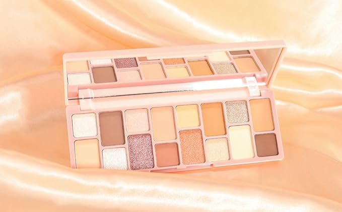 16 Color Pink Champange Brown Gold Colorful Matte Glitter Shimmer Eyeshadow Palette with Mirror for Eye Makeup,Highly Pigmented Korean Natural Rainbow Eye Shadow palette,Blendable-06