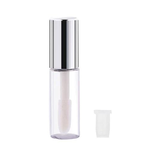 Case of 90 packs, Empty Plastic Clear Lip Gloss Tubes Lip Balm Bottle Container Silver Transparent 1.2ML Makeup Tool for Women (90 pcs, Silver)
