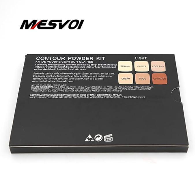 6 Color Contour Powder Kit Foundation Palette Contouring Makeup Kit Highlight Dramatically Sculpt Enhance Features (Medium)