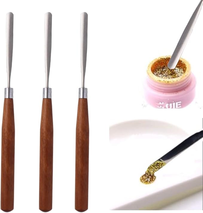 Pokinge Stainless Steel Nail Art Spatula Cosmetic Makeup Palette Spatula Spoon Cream Stirring Rod Mixing Tool Manicure Accessories For Women