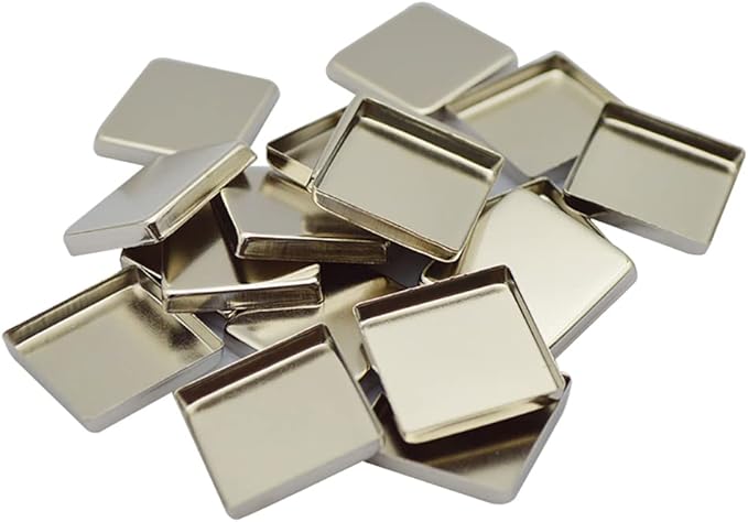 GSHLLO 30 Pcs Empty Square Metal Pans Cosmetic Eyeshadow Pans Empty Makeup Palette Tins Makeup Tin Can for Eyeshadow Blush Lipstick