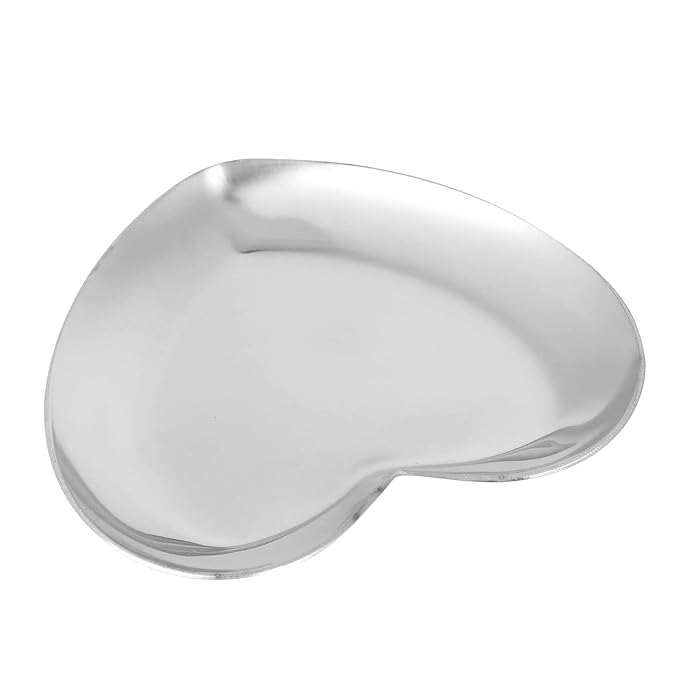 Nail Palette, Nail Palette Nail Palette Heart Shaped Art Palette Stainless Steel Palette Makeup DIY Paint Color Mixing Tray Nail Art Palette Resin(Silver)