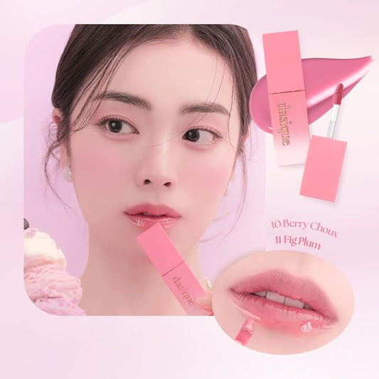 dasique Juicy Dewy Tint (10 Berry Choux) 0.12 oz | Light Application with moisture | Long-wearing Glossy Lip Stain, Non-sticky | Vegan, Cruelty-free | K-beauty