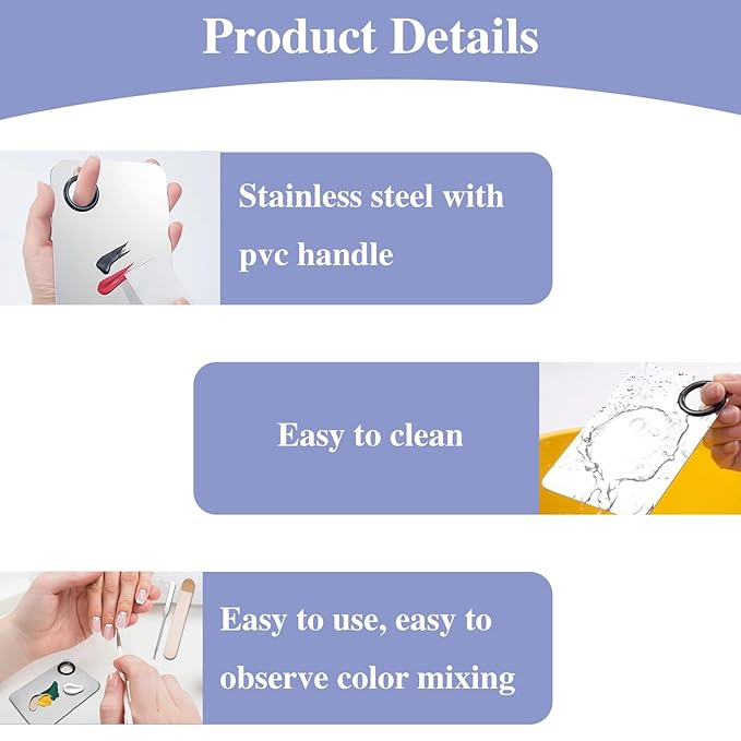 Incauca Foundation Mixing Palette with Make Up Spatula Tool, Metal Makeup Mixing Tray Mixer, Foundation Plate for Liquid Makeup, Nail Blending, Cosmetic Scoop Skin Scraper for Skincare Facial Beauty