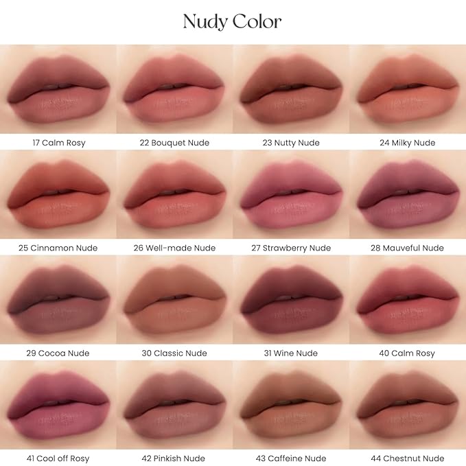 Peripera Ink the Velvet Lip Tint - High Pigment Color, Longwear Lip Stain, Weightless, Not Animal Tested, Gluten-Free, Paraben-Free, Korean Lip Tint (043 CAFFEINE NUDE (NEW))