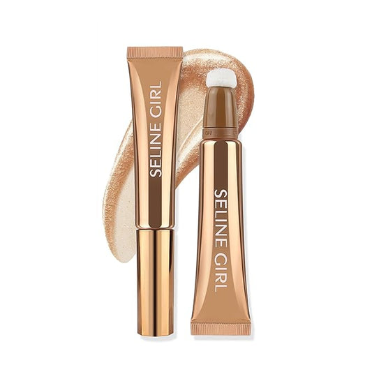 3-IN-1 Liquid Contour Stick, Highlighter & Blush & Contour Stick, Highlighter Stick Makeup, Multi-Purpose Contour Makeup, Cream Contour Long Lasting and Waterproof Cosmetic #02