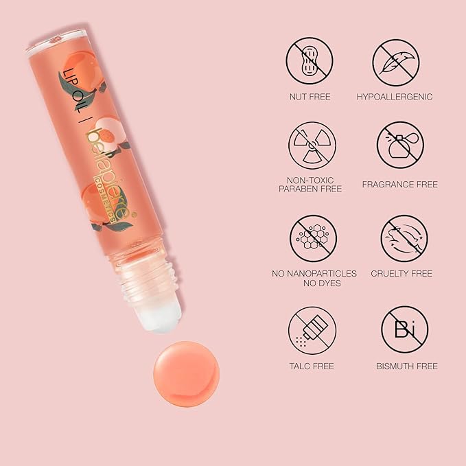 bellapierre Cosmetics 4-Piece Natural Lip Oil Kit | Moisturizing Lip Gloss Set | Fruit Flavored Lip Oil Collection with Rollerball Applicator
