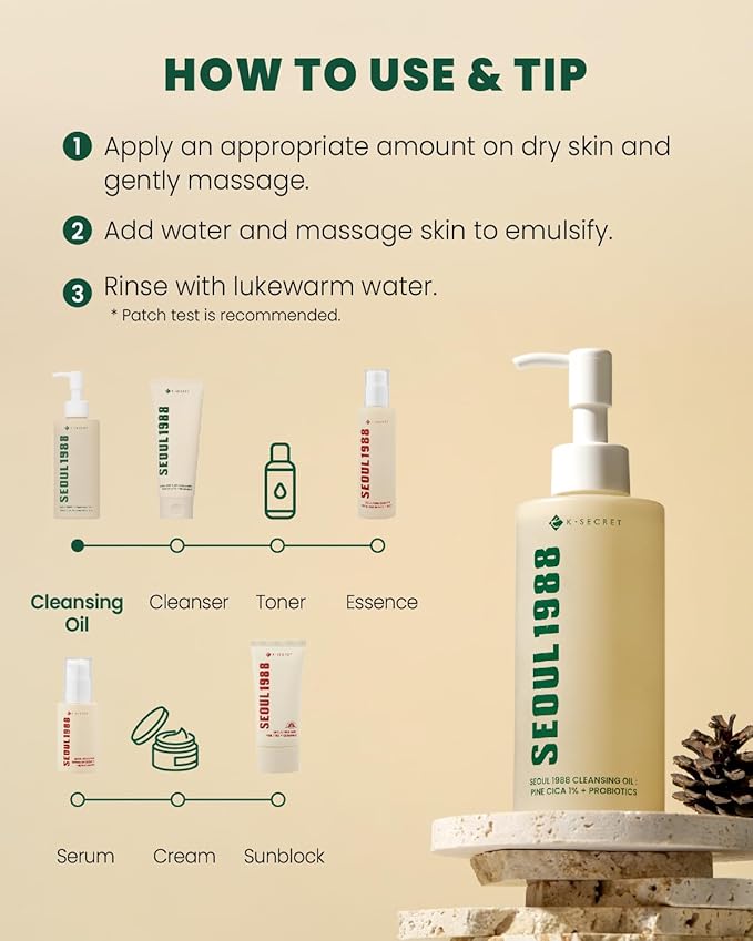 KSECRET SEOUL 1988 Cleansing Oil : Pine Cica 1% + Probiotics, 200ml/6.76fl.oz.