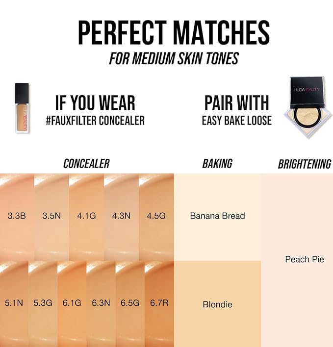 Huda Beauty MINI Easy Bake Loose Baking & Setting Face Powder Shade PEACH PIE (Mini Size 0.21 oz / 6 g)