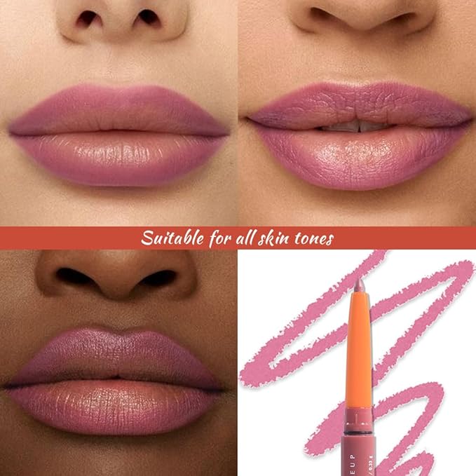 Retractable Matte Lip Liner Pencil, Light Pink Plump Lip Liners Long-Lasting Creamy Formula for Shaping & Sculpting lip filler pen, Subtle Touch Velvet Pigmented Crayon Lip Liner 02#