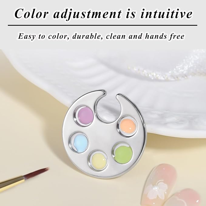 8 Pcs Mini Nail Art Palette Metal Finger Rings Manicure Palette Nail Paint Art Palette for Manicure Nail Polish Art Tools Makeup Palettes