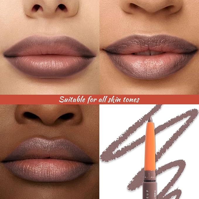Retractable Matte Lip Liner Pencil, Gray Brown Plump Lip Liners Long-Lasting Creamy Formula for Shaping & Sculpting lip filler pen, Subtle Touch Velvet Pigmented Crayon Lip Liner 11#