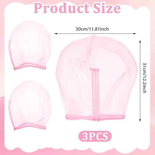 3 Pcs Makeup Protector Hood for Face, Polyester Chiffon Makeup Protector Hood Washable Zipper Closure Face Cover Reusable Make up Faces Cover for Women Beauty (Pink)