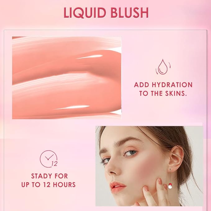 Soft Cream Liquid Blush Beauty Wand, Creamy Blush Makeup for Cheeks with Cushion Applicator, Natural-looking Cheek Tint with Dewy Finish, Blends Perfectly onto Skin, Long-Wearing (105 Ardour)