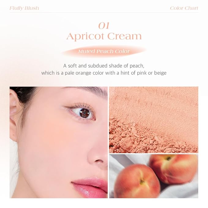 Dr.Althea Dear.A Fluffy Blush -An airy, long-lasting pressed powder blush, Effortlessly blends and layers, creates a natural, soft, healthy flush, Vegan formula (01 Apricot Cream)