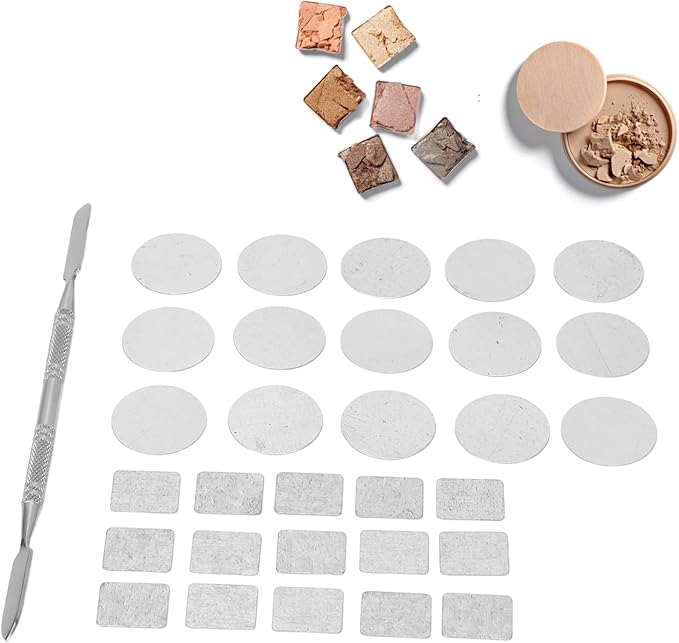 31pcs Metal Stickers for Eyeshadow Palette Set, Empty Eyeshadow Makeup Palette, Metal Stickers Colorful Empty Palette Sticker for Eyeshadow Palette Set (15Pcs Round + 15Pcs), Wholesale Business