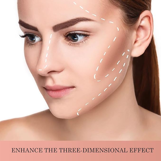 Boobeen 2 Packs Matte Finishing Pressed Powder Contour Palette, Waterproof and Oil-Control Face Contour Bronzer Powder, Non-Caking Natural and Long-Lasting Baked Setting Bronzer Makeup, 5 Colours