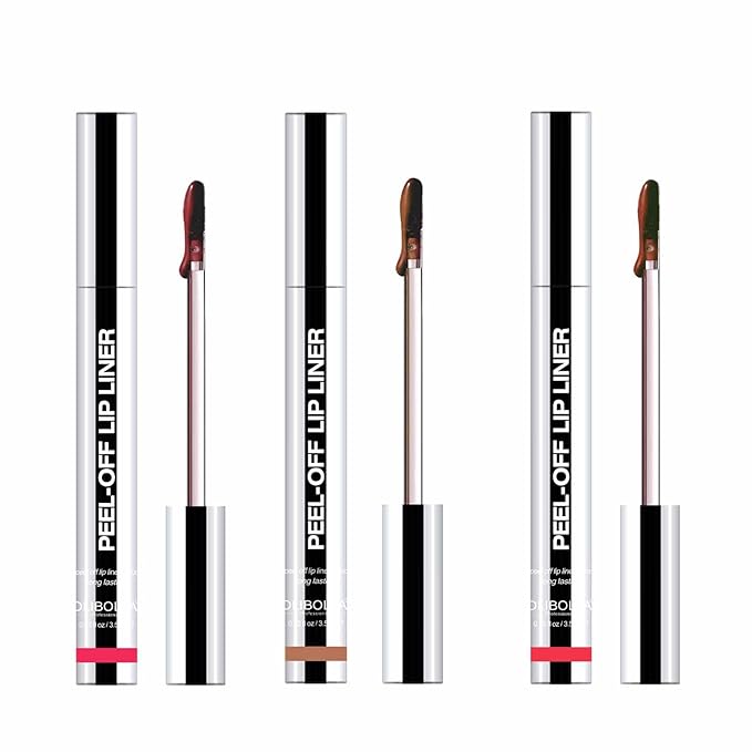 3Pcs Lip Stain Peel Off Set,Peel Off Lip Liner Stain,Matte Lip Liner Tattoo Long Lasting Waterproof Transferproof Lip Stains for Women Peel Off