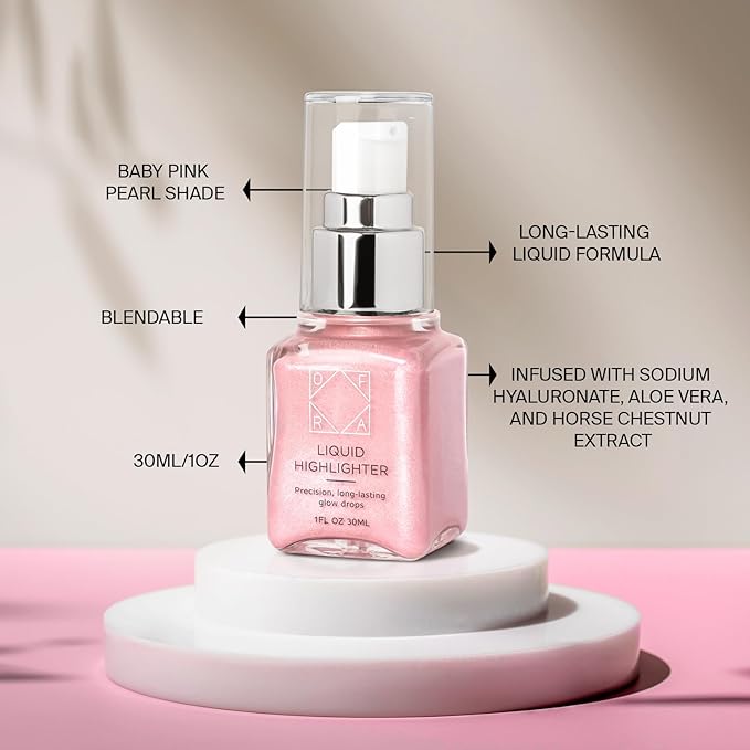 OFRA Star Lit Liquid Highlighter - Cupid | Gel-Like Liquid Highlighter for a Pearl, Luminous Glow | Long-Lasting, Blendable, and Buildable Formula | Makeup Highlighter for Face | 30ml/1oz