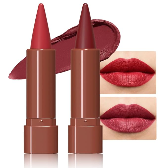 Sculpting Matte Lip Liner pencil,Gradient Matte Lipstick Crayon,Smooth Creamy Texture lip Pencil, Waterproof Smudge Proof Lipstick Pencil,Highly Pigmented Lip Makeup,Vegan Beauty.06#+07#