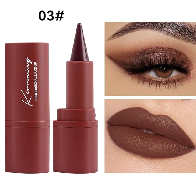 Gradient Matte Lipstick Lip Liner, Eyeliner, Eyebrow Pencil, Flawless Contour Gradual Ombre Effect Crayon Lip Pencil, Long lasting Waterproof Non-Smudging Lip Combo Set(Matte Coffee)