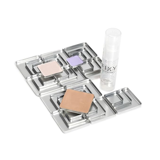 FIXY Repair Kit Repressing tool for Eyeshadow, Blush, & Highligher + Ultimate Refill with 30 square pans and FIXY Binder